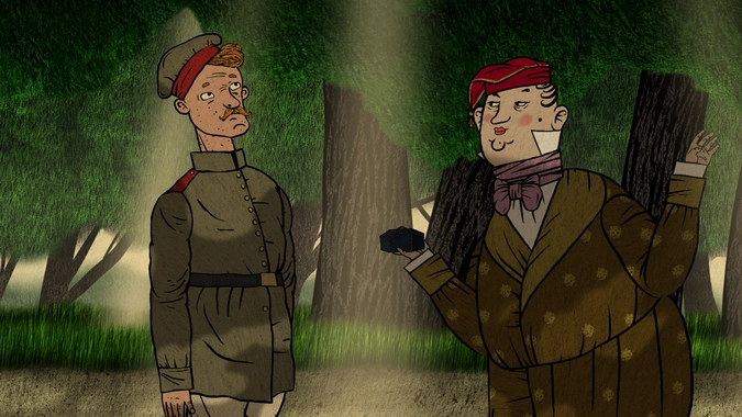 Кадр из мультфильма «Солдат и птица»