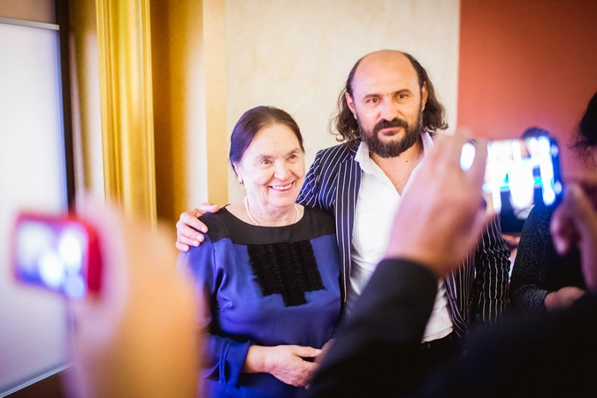 Валериу Андриуца и Марина Тарковская, сестра Андрея Тарковского, на кинофестивале «Зеркало».