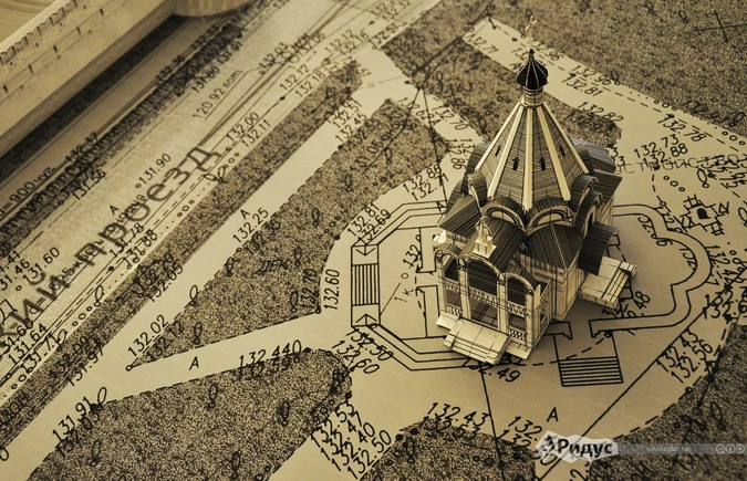 Макет будущего воссозданного храма Усекновения главы Иоанна Предтечи