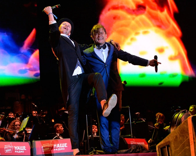 Солисты группы "Би-2" Лева и музыкант рок-группы BrainStorm Ренарс Кауперс