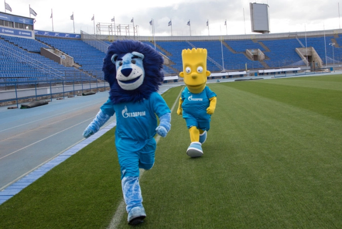 Барт гоняет голоубого льва