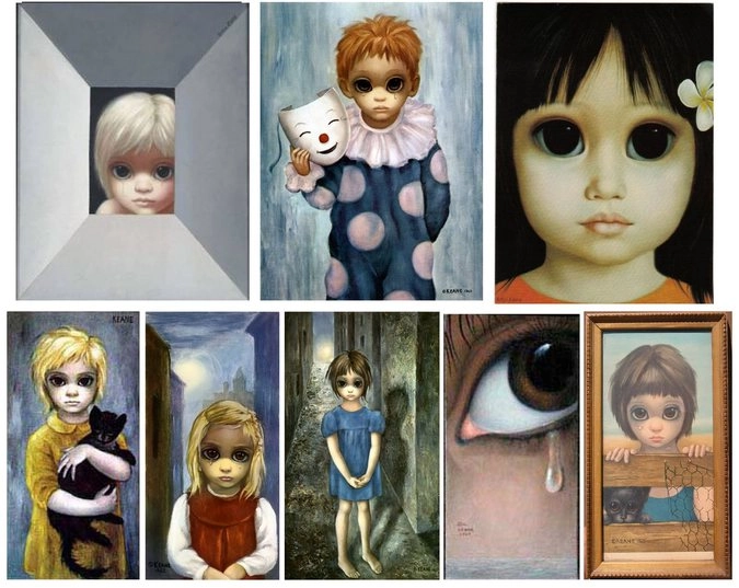 Коллаж с картинами Маргарет Кин 