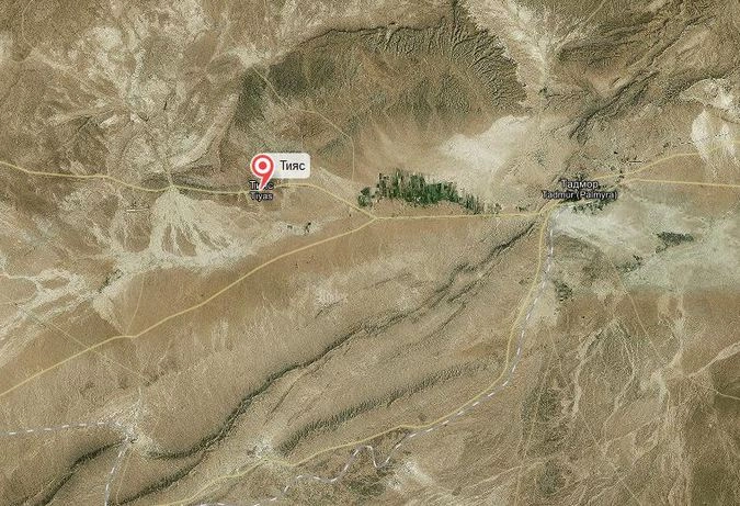 Спутниковый снимок территории Сирии западнее Пальмиры