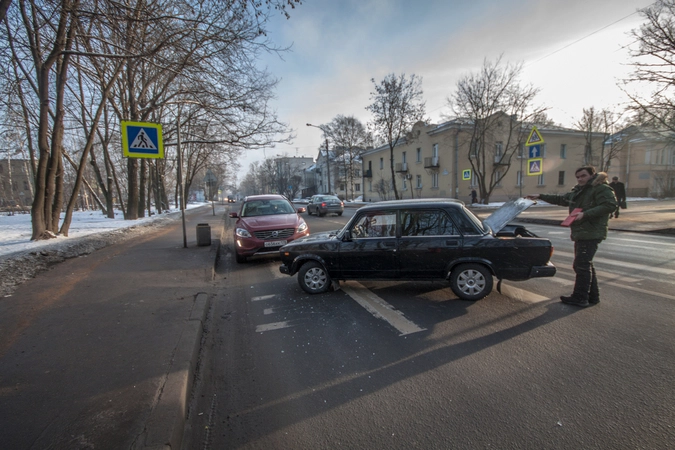 Итоговое расположение автомобилей после ДТП