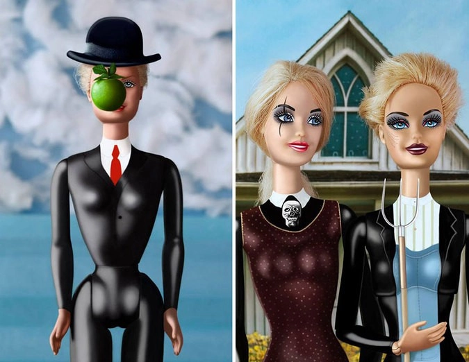  «Сын человеческий» Рене Магритта и «Американская готика» Гранта Вуда.