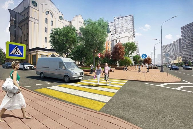 Улица Новый Арбат, сквер у к/т "Октябрь".