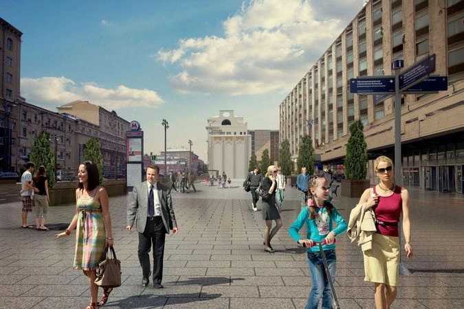 Площадь перед метро Пушкинская.