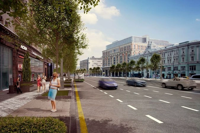 Линейный участок  Тверской улицы.