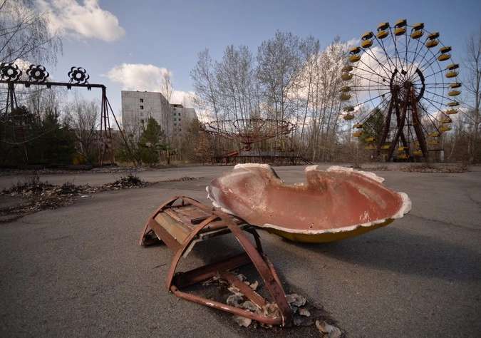 В эвакуированном после аварии на ЧАЭС городе Припять в Чернобыльской зоне отчуждения.