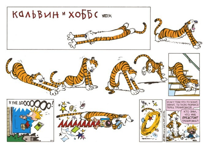 Страница из книги Билла Уоттерсона «Кальвин и Хоббс. Все дни забиты до предела» 