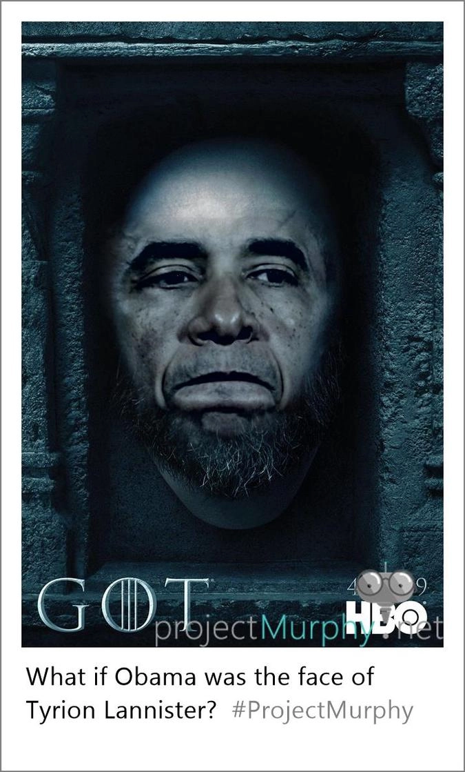 Голова Тириона Ланнистера с головой Барака Обамы