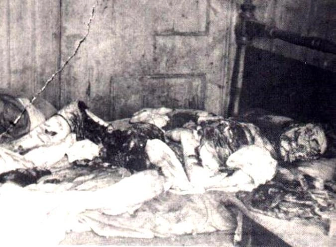 Фотография, сделанная полицией после убийства Джеком Потрошителем проститутки Мэри Келли в 1899 году в Лондоне