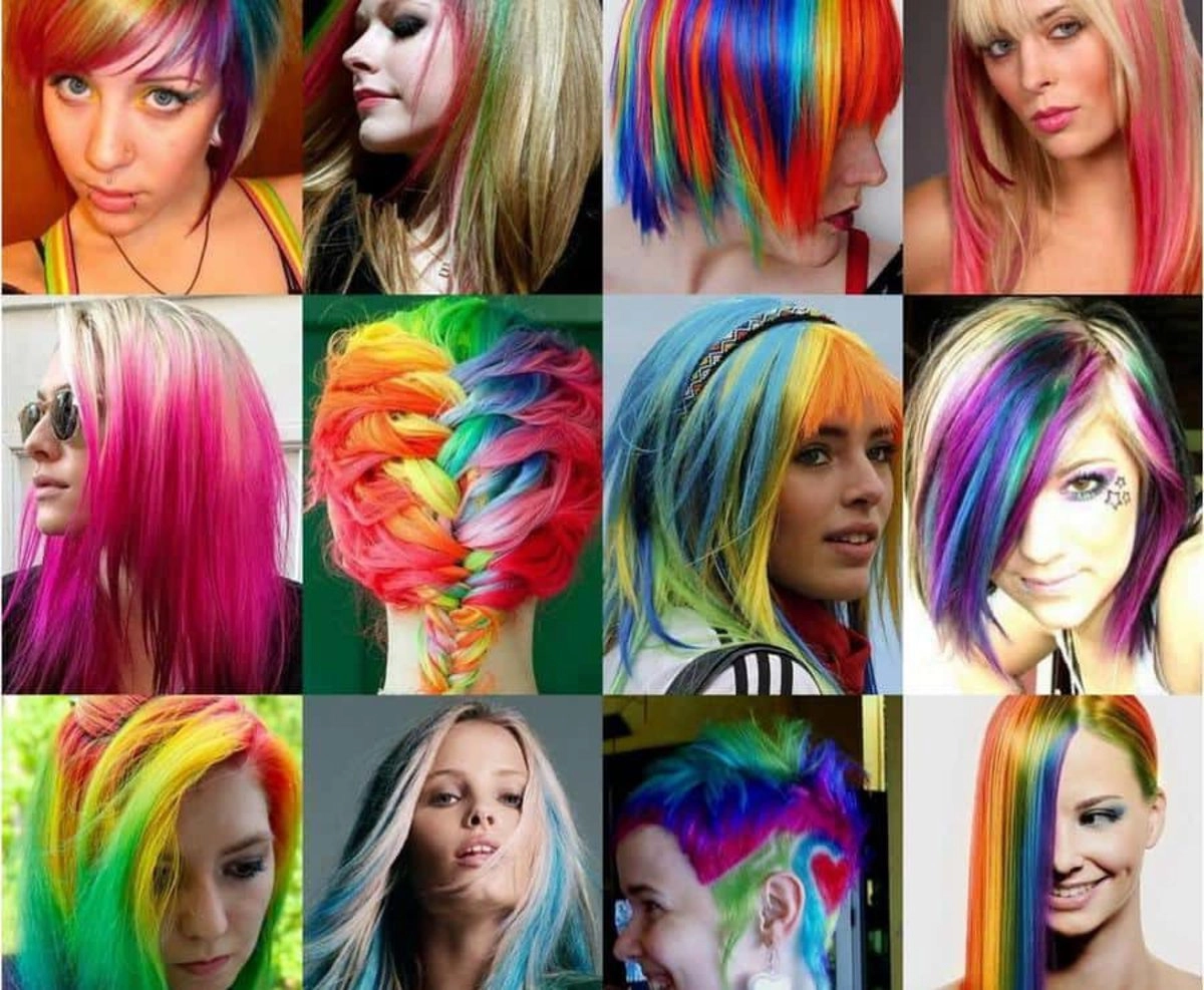 Какие пряди покрасить. Покраска волос. Разноцветное мелирование волос. Цветное окрашивание волос. Яркое колорирование.