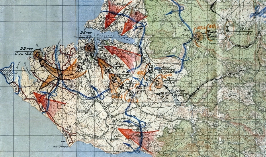 Схема действия танковых частей советской 51-й армии в районе Севастополя
