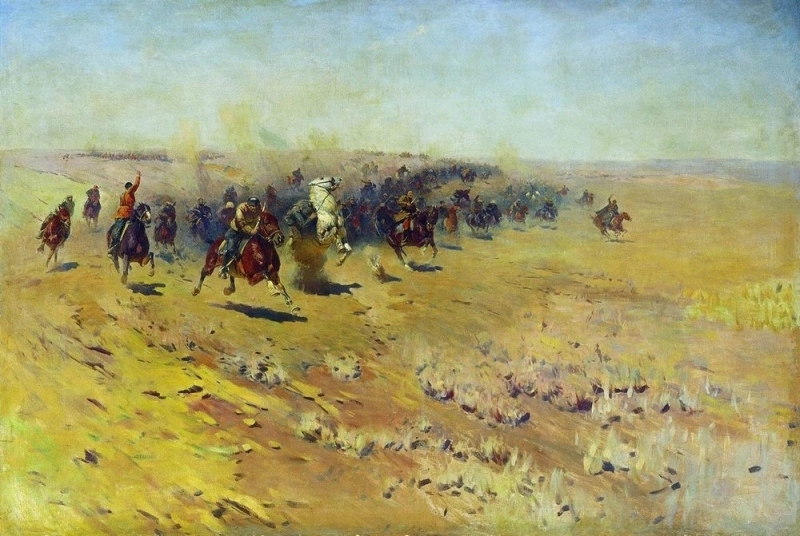 Кавалерийская атака. Художник Митрофан Греков. 