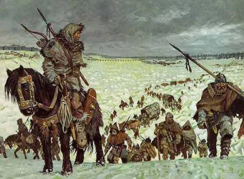 Варвары, пересекающие замёрзший Рейн в ночь на 31 декабря 405 года. Современная интерпретация. 