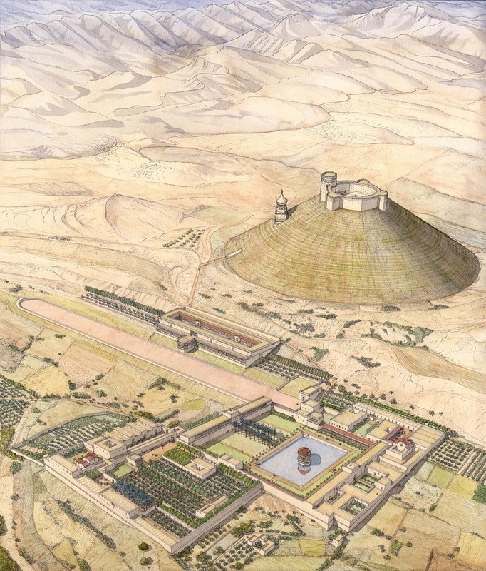 Крепость и царская резиденция Иродион с могилой Ирода, воздвигнутой на её склоне. Современная реконструкция. 