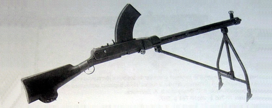7,62-мм опытный ручной пулемёт Фёдорова и Дегтярёва с «перевёрнутой» автоматикой и секторным магазином на 25 патронов