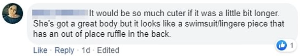 "Будь оно длиннее, получилось бы гораздо симпатичнее. Фигура у девушки шикарная, но наряд слишком похож на эротическое белье"