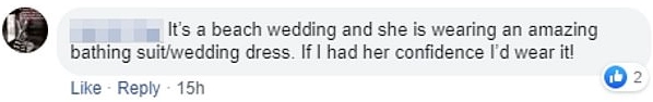 "Свадьба проводится на пляже, и этот наряд хорош и как купальник и как парадное платье. Хватило бы у меня духу - надела бы такое же"