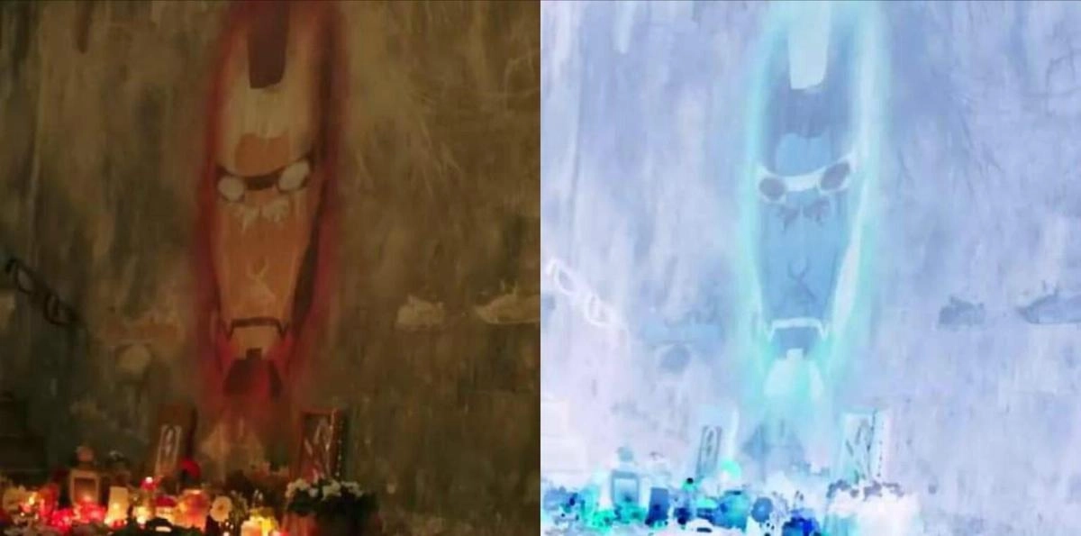 В фильме полно секретов, один даже нашли в трейлере. Лицо Тони Старка (Роберта Дауни Младшего) скрыто в граффити маски Железного человека В фильме полно секретов, один даже нашли в трейлере. Лицо Тони Старка (Роберта Дауни Младшего) скрыто в граффити маски Железного человека