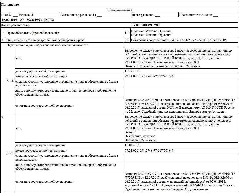 Записанное на Шульмана нежилое помещение в доме на Рождественском бульваре.