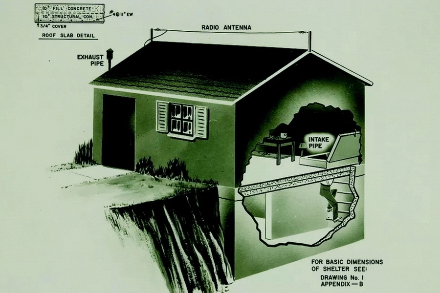 Проект семейного бомбоубежища, встроенного в садовый домик, 1958 год