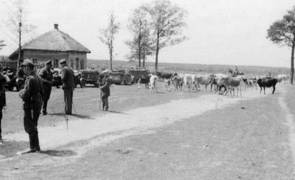 Кавалеристы СС в украинском селе.