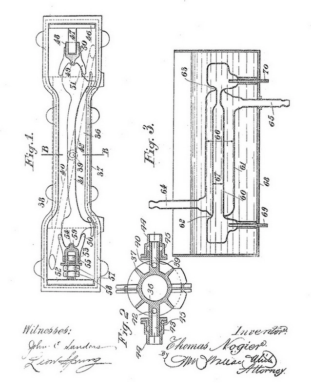 Схема устройства аппарата Ножье для стерилизации воды, прилагавшаяся к патенту на изобретение
