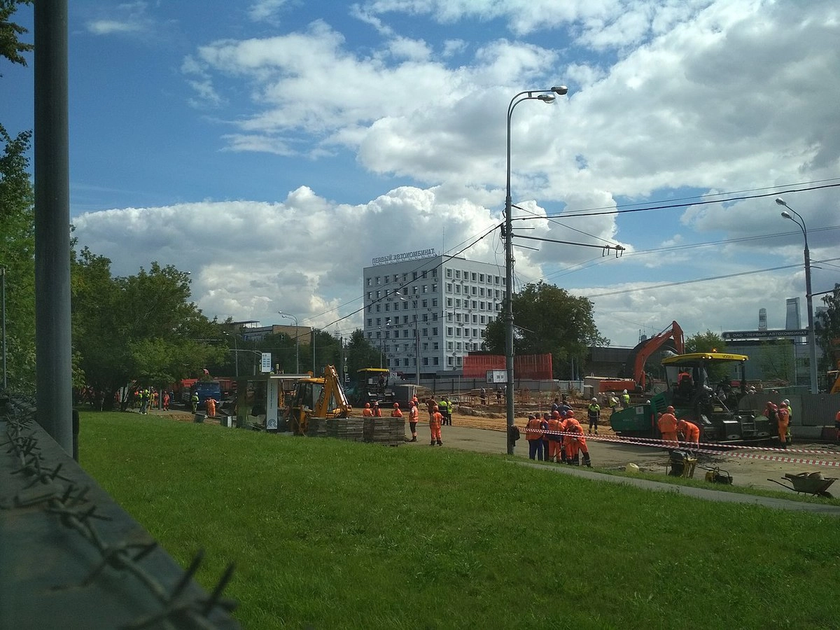 Работы на месте провала грунта при строительстве перегона БКЛ Хорошевская — Улица Народного Ополчения 2—3 августа 2020