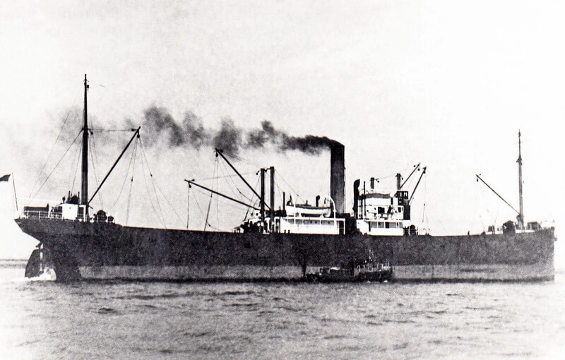Британское судно «Альбионик», потопленное Кречмером 11 сентября 1940 года.