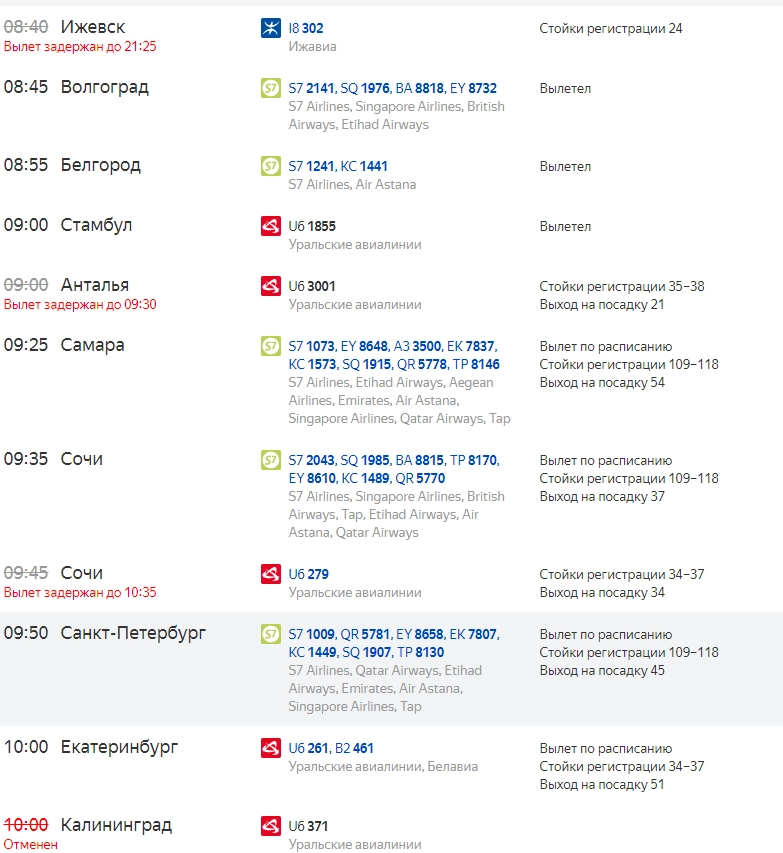 Табло аэропорта Домодедово Табло аэропорта Домодедово