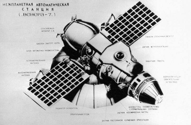 Компоновочная схема автоматической межпланетной станции В-70 («Венера-7») РГАНТД. 1-20491