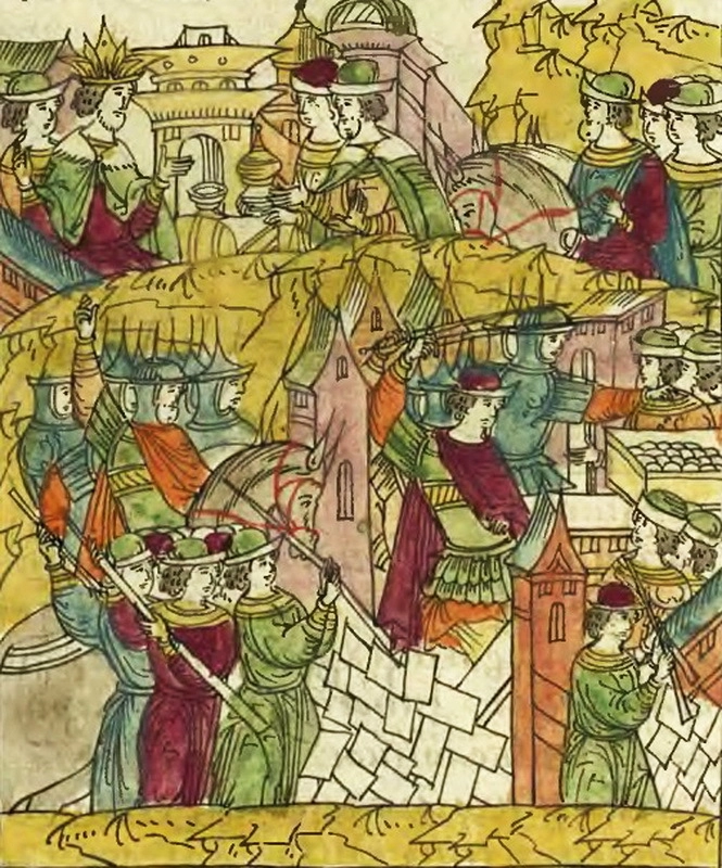 Набег русских ратных людей на Ливонию. Миниатюра из Лицевого свода