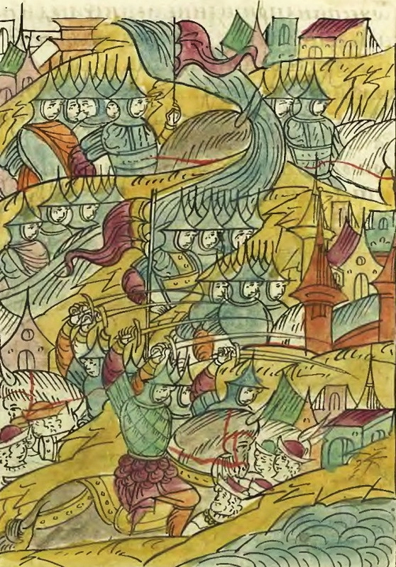 Русские полки опустошают окрестности Риги. Миниатюра из Лицевого сводаРусские полки опустошают окрестности Риги. Миниатюра из Лицевого сводаРусские полки опустошают окрестности Риги. Миниатюра из Лицевого сводаРусские полки опустошают окрестности Риги. Миниатюра из Лицевого свода