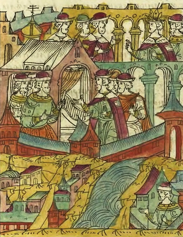 Датские послы в Москве. Миниатюра из Лицевого летописного свода