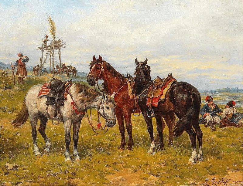 Казаки на отдыхе. Художник Людвиг Гедлек. Казаки на отдыхе. Художник Людвиг Гедлек.