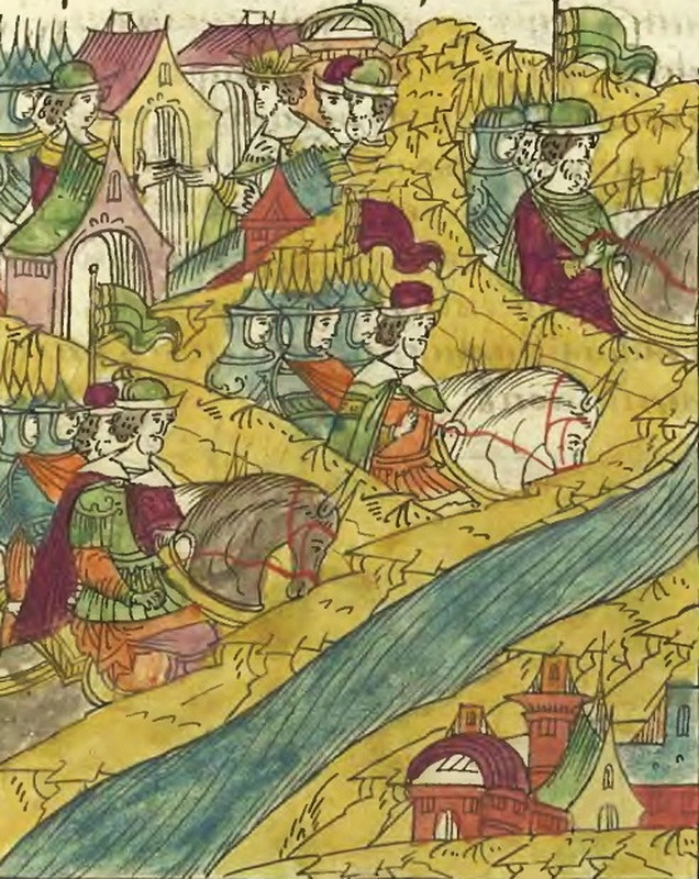 Иван Грозный отпускает Данилу Адашева на Днепр. Лицевой летописный свод, том 23