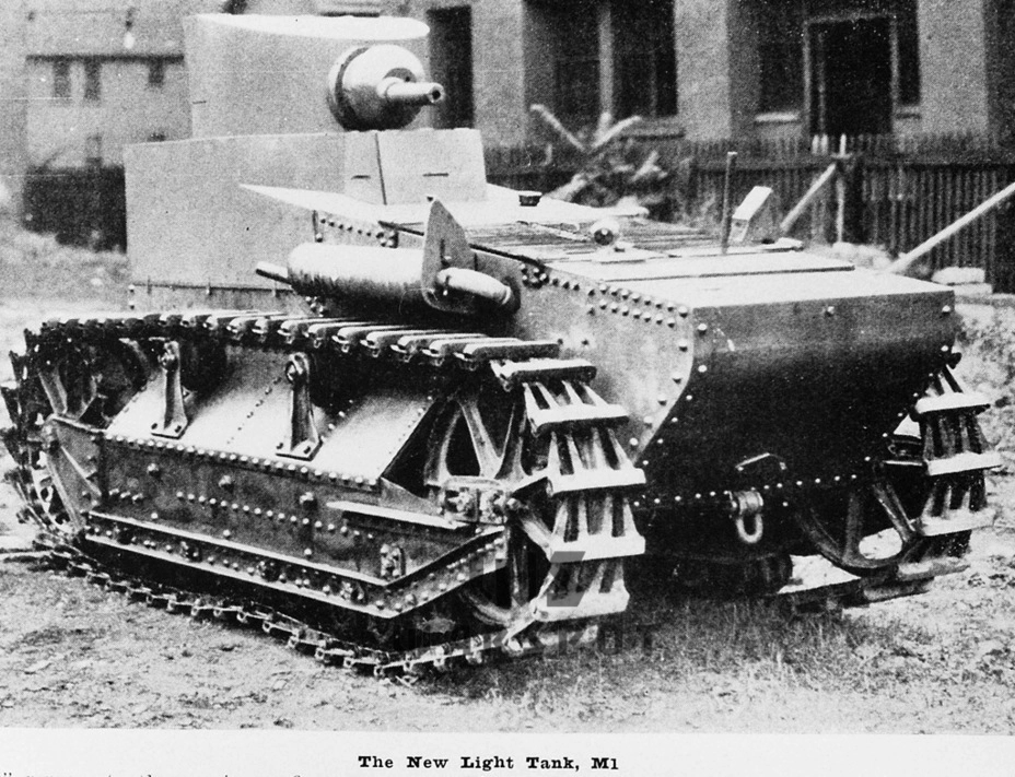 Первый опытный образец Light Tank T1. В заметке от 1928 года эта машина именовалась как Light Tank M1, но продержалось это обозначение очень недолго