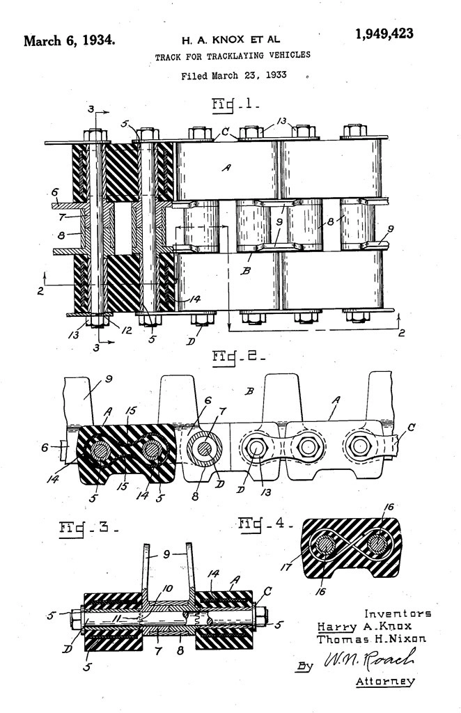 Второе по важности изобретение Нокса — резинометаллический трак. В том или ином виде он до сих пор используется на танках