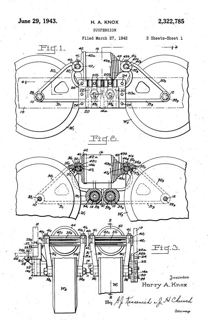 Исходный дизайн подвески HVSS, которая в 1944 году сменила VVSS