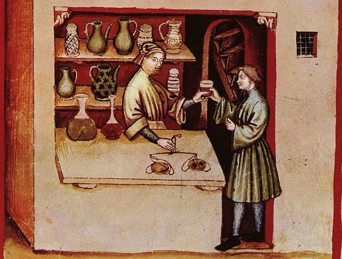 Миниатюра из Tacuinum sanitatis — средневекового трактата о здоровье.