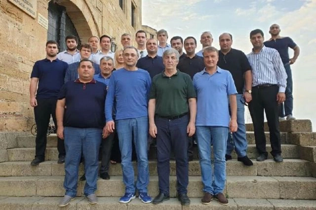 Сулейман Керимов, глава Дербента Хизри Абакаров и президент Сбербанка Герман Греф 