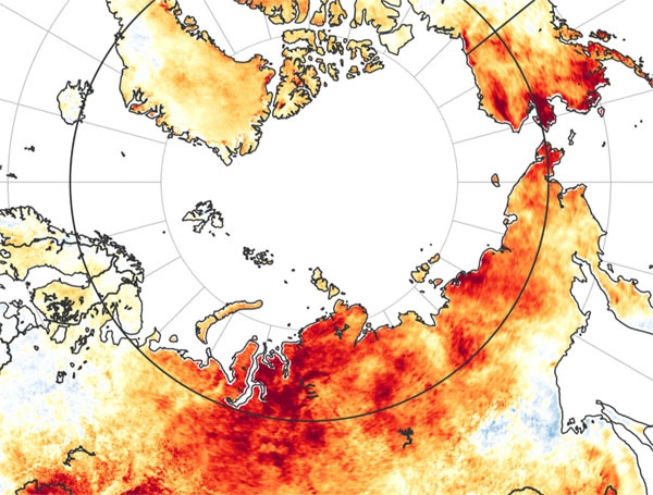 Визуализация температурных аномалий в Сибири в августе и сентябре 2020 года. 