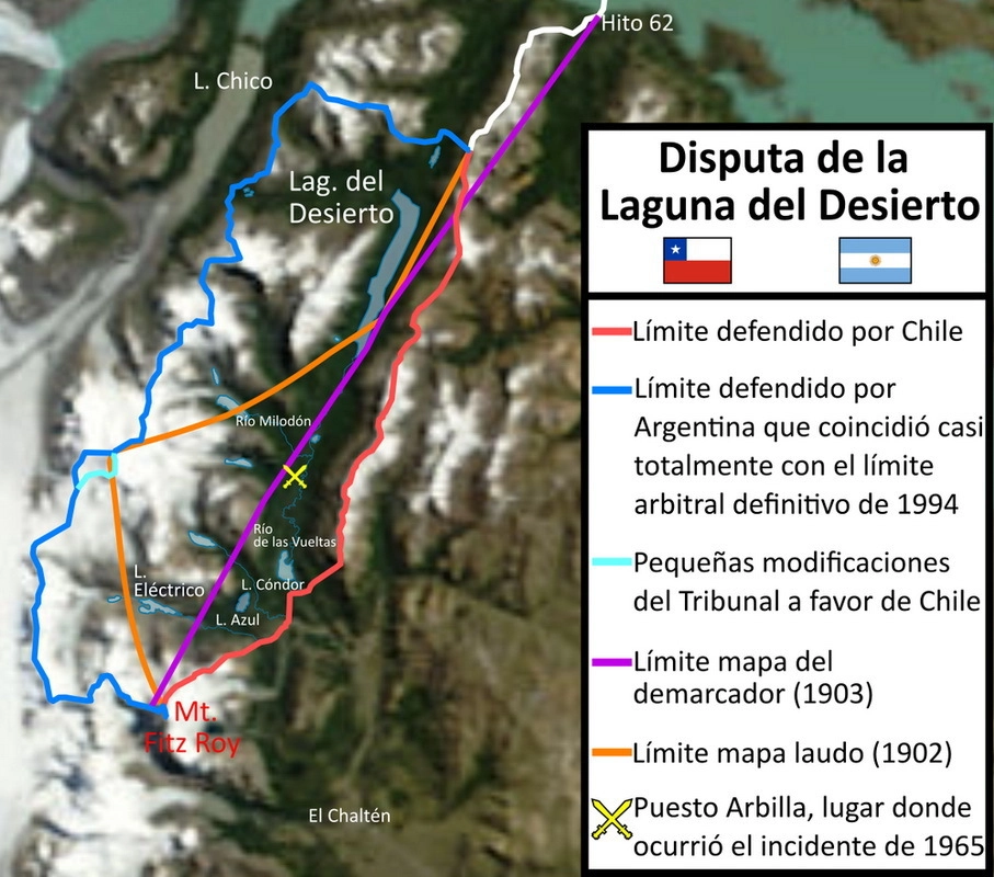 Карта территориального спора в районе озера Десьерто. wikimedia.org