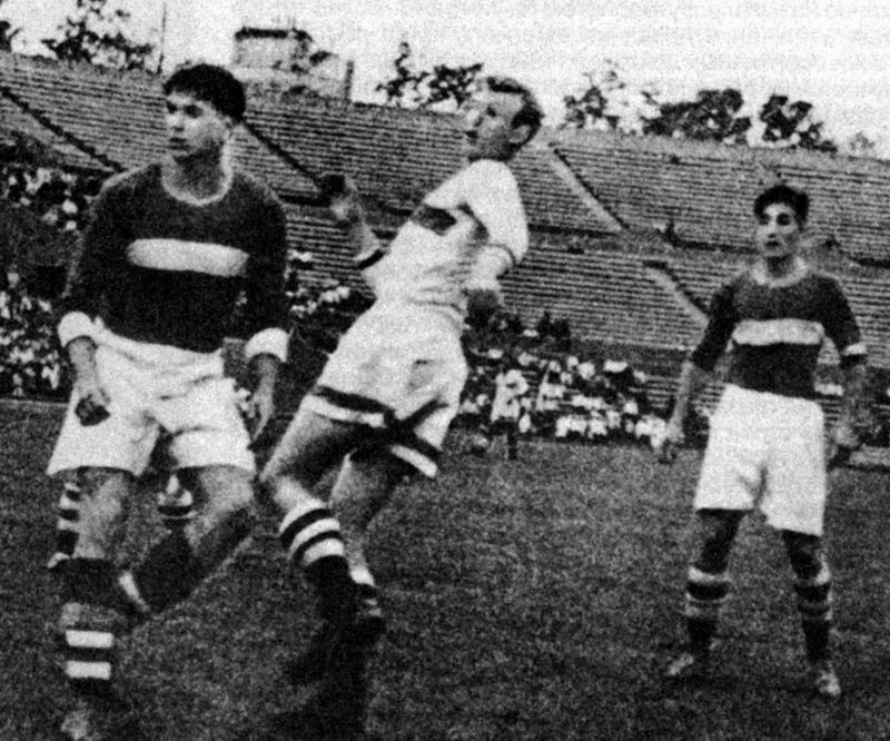 Гавриил Путилин, Михаил Якушин, Андрей Старостин. Москва, стадион «Динамо». 11 июля 1936 года Гавриил Путилин, Михаил Якушин, Андрей Старостин. Москва, стадион «Динамо». 11 июля 1936 года