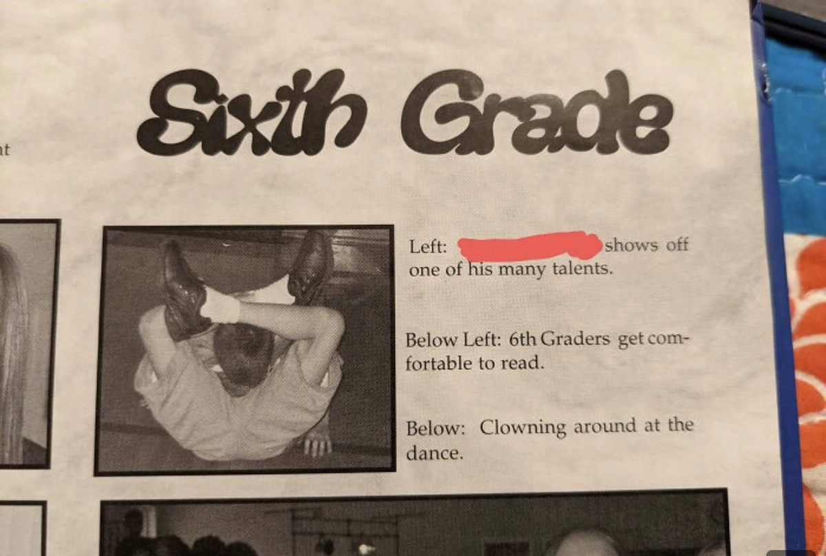 "Когда я сделал эту фотографию в школьный ежегодник, я очень собой гордился. Но мама дома увидела снимок и сказала, что я буду жалеть об этом до конца своей жизни".