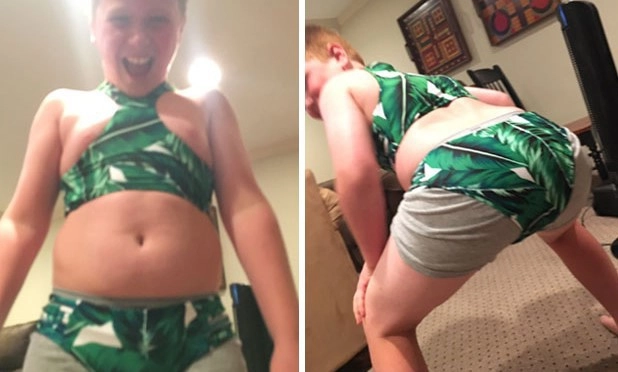 Однажды я заказала купальник по интернету. Мой младший брат принял посылку, а я зачем-то попросила его открыть ее и продемонстрировать мне содержимое. Похоже, что слово "продемонстрировать" мой брат понял слишком буквально.