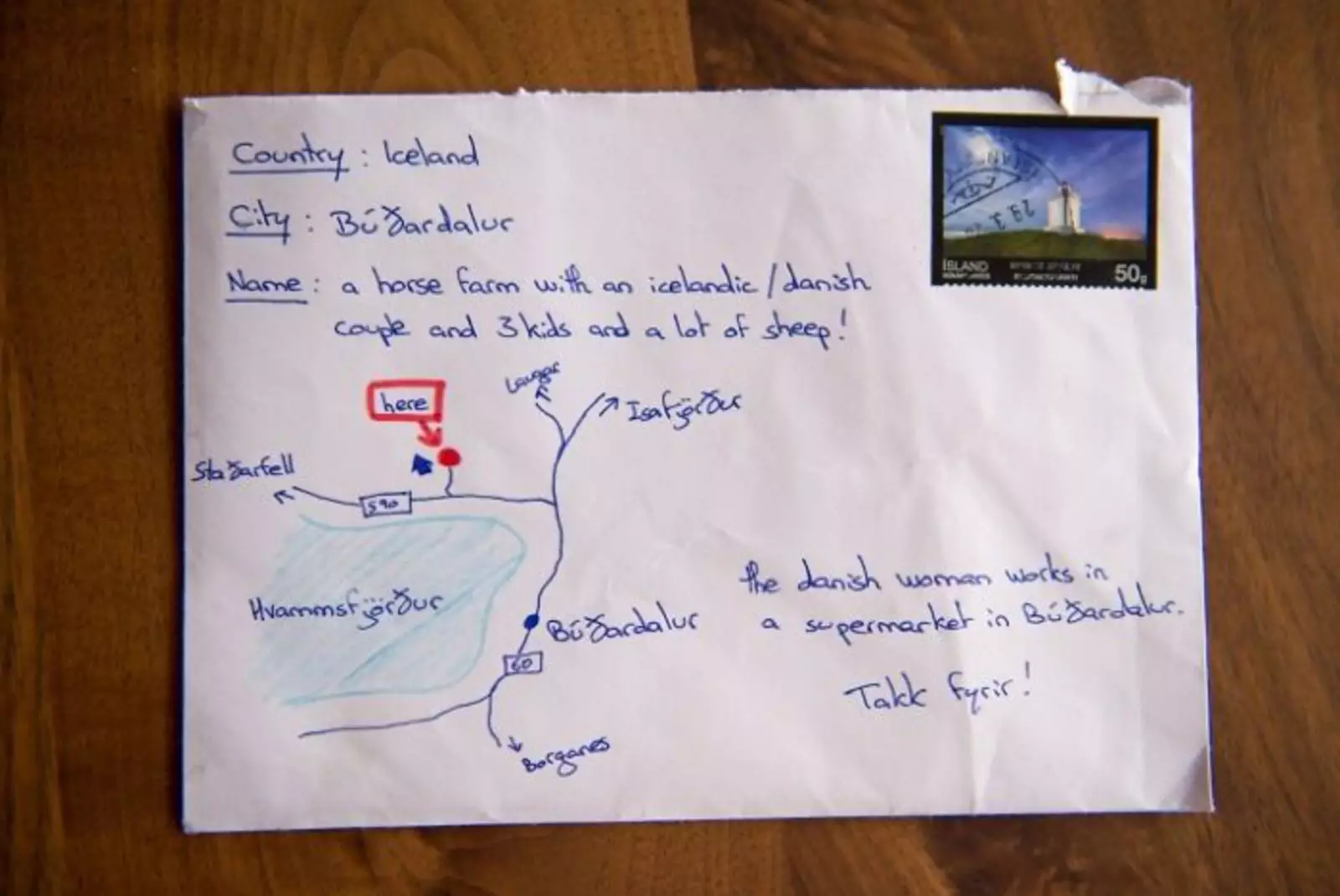Человек не знал адреса, поэтому нарисовал карту, как добраться до адресата. Почтовая служба Исландии справилась со своей задачей.