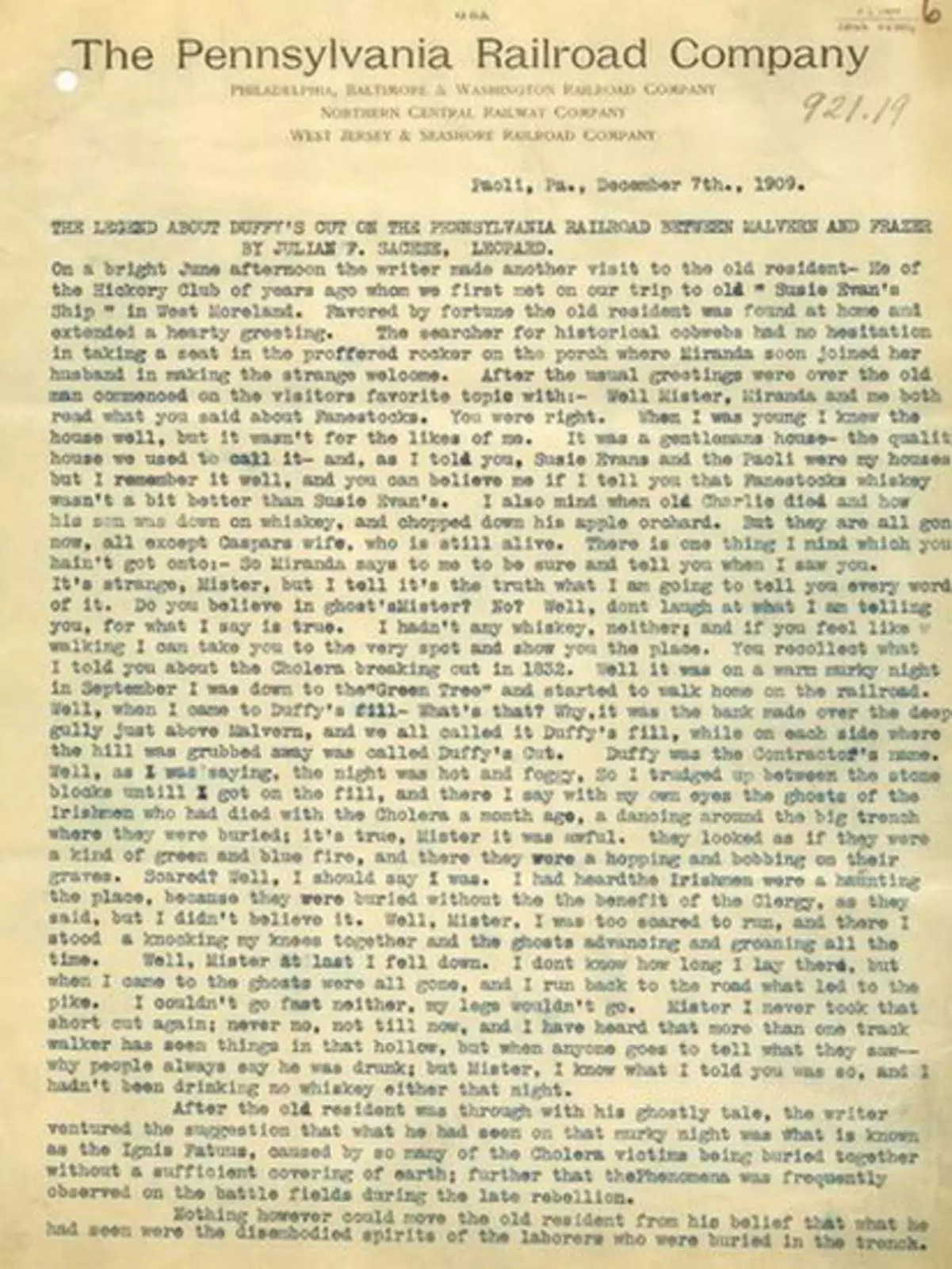Страница из архива Пенсильванской железной дороги, которую Билл и Фрэнк использовали в своем расследовании.